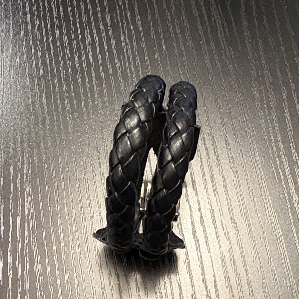 Black Braided Leather Bracelet - Picture 4 of 8